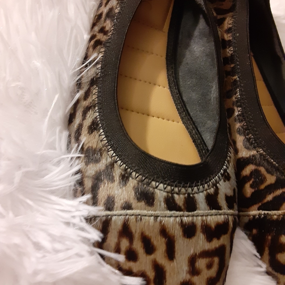 Size 6 Me Too furr leopard printed flat ballet shoes like new - Picture 11 of 16